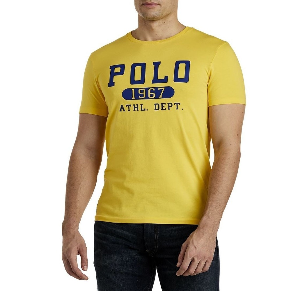 Polo Ralpoh Lauren Men's 1967 Athletic ATHL Dept. T-Shirt Yellow Navy M $65